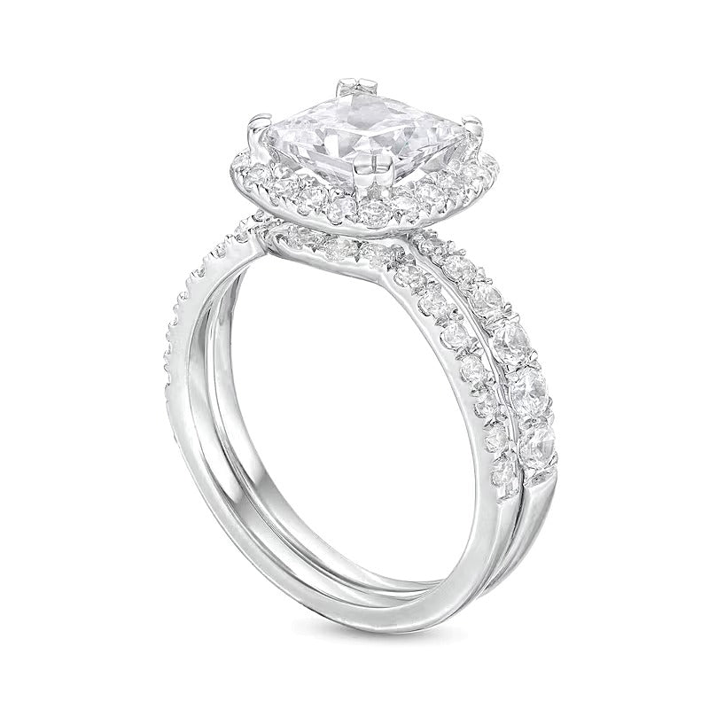 2.88 ct. Gesamtgewicht Braut-Set mit Labordiamanten im Princess-, Rund- und Kissenschliff in 14K Weißgold (I/SI2)