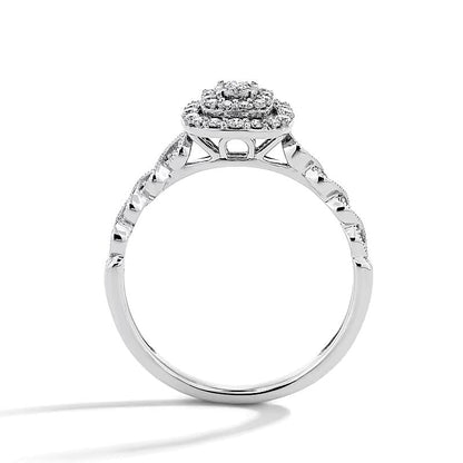 0.25 ct. Gesamtgewicht Diamant Freundschaftsring mit doppeltem Kissenschliff-Rahmen in 10K Weißgold