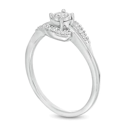 0,2 ct. Gesamtgewicht Diamant Bypass Freundschaftsring in 10K Weißgold