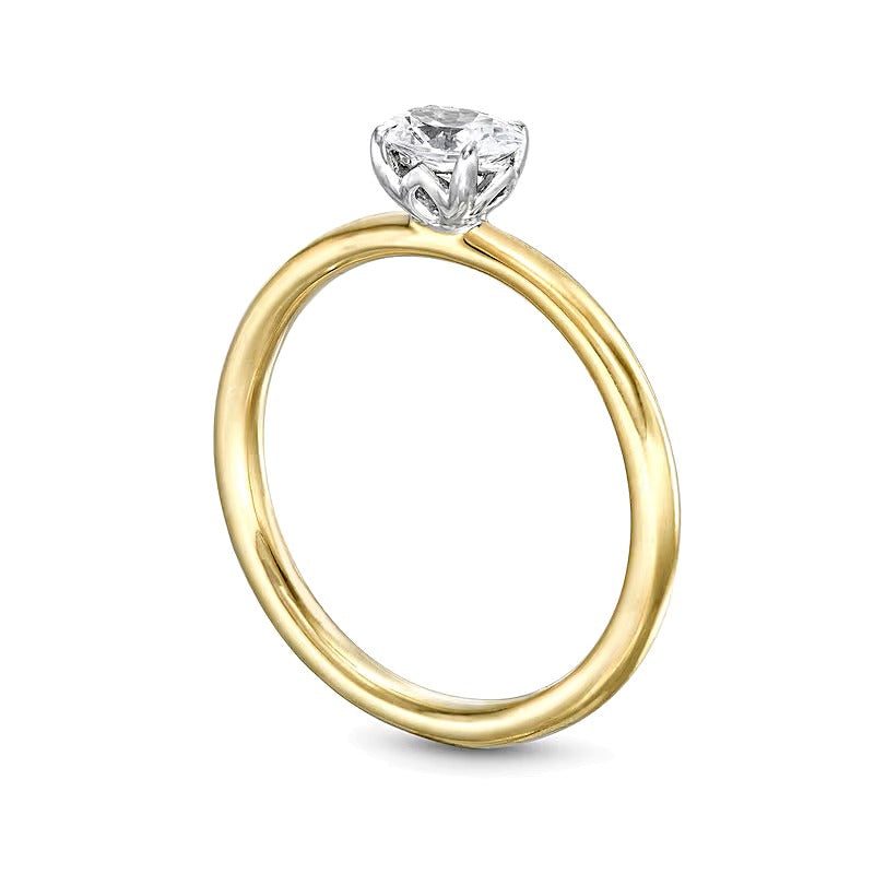0.5 CT. Solitär-Ring mit ovalem Diamant quer in 14K Bicolor-Gold (I/I2)