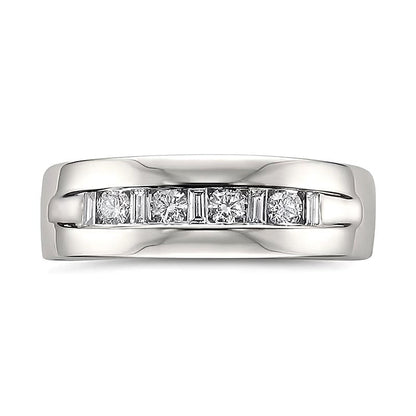 Ring mit Baguette- und runden Diamanten im Wechsel, kanalgefasst, 0.5 ct. Gesamtgewicht, in 14K Weißgold