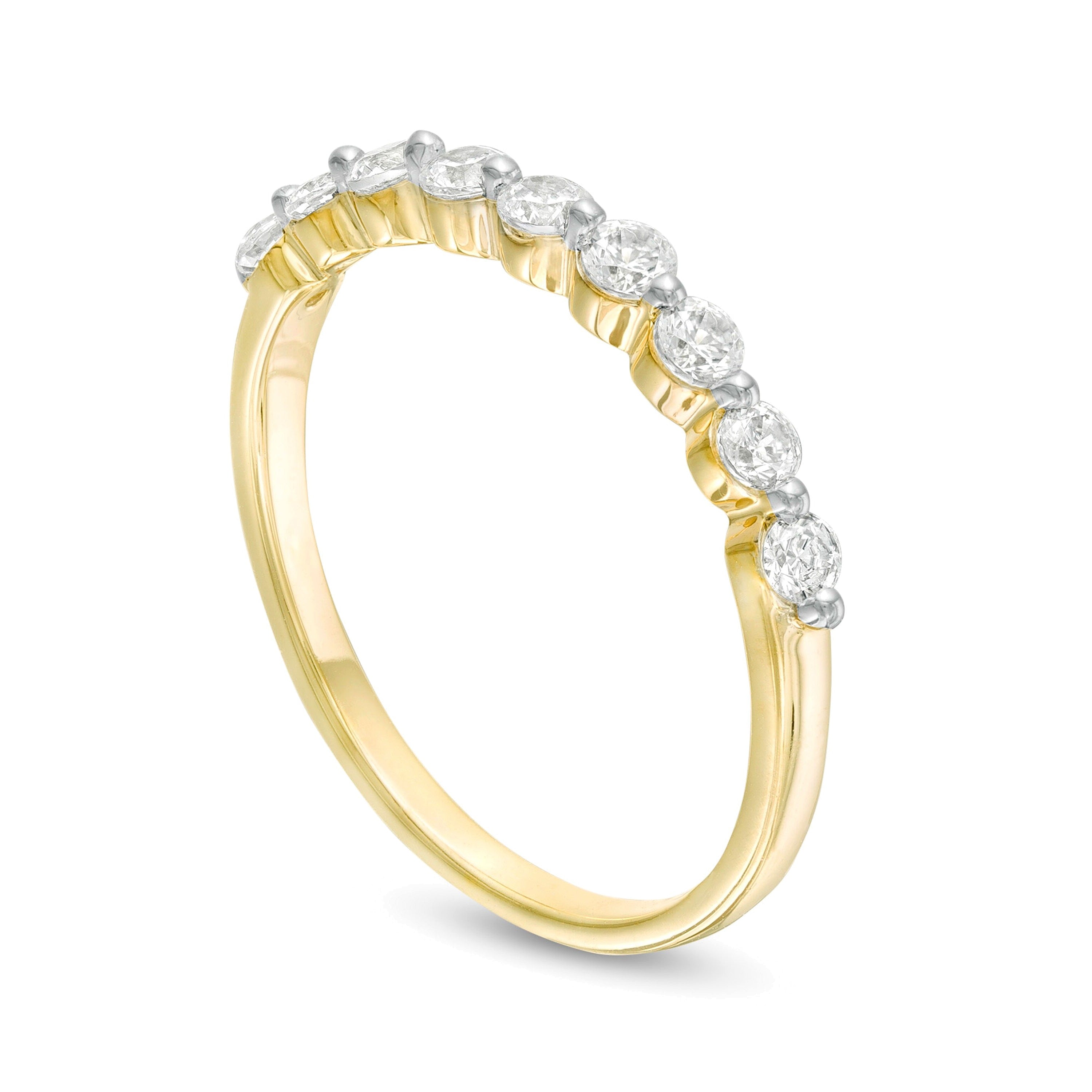 Memoire-Ring mit neun Diamanten 0,38 ct. Gesamtgewicht in 10K Gelbgold