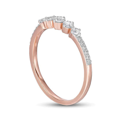 0.33 ct. Gesamtgewicht Diamant Fünfstein-Memoire-Ring in 10K Roségold