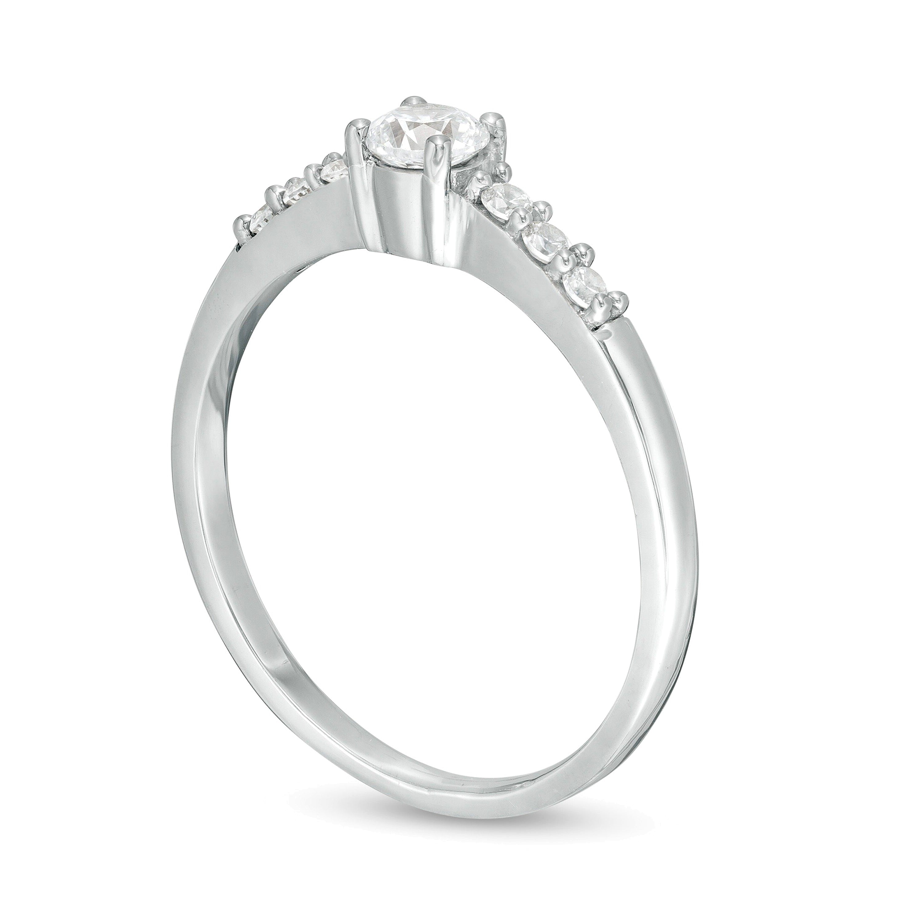 0.33 ct. Gesamtgewicht Diamant-Verlobungsring in 10K Weißgold