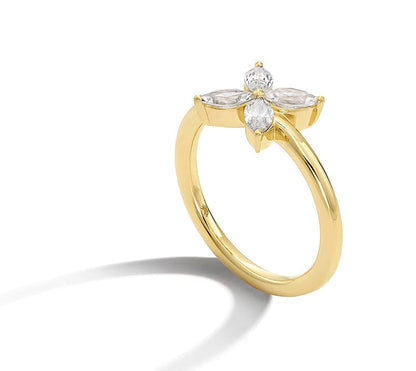 Zales x Nungu Blumen-Ring 0,75 ct. Gesamtgewicht mit Marquise-Diamanten in 14K Gelbgold