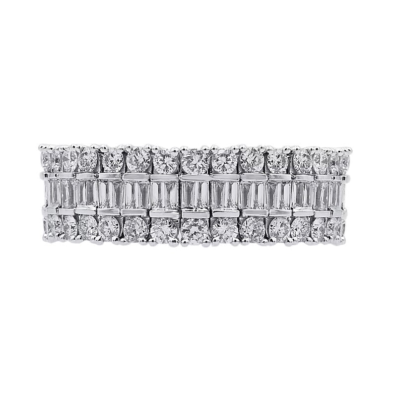2.0 ct. Gesamtgewicht Diamant-Ring mit Baguette- und rundem Schliff in 10K Weißgold