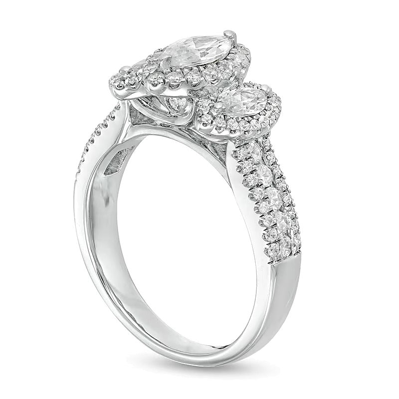 1.5 ct. Gesamtgewicht Marquise-Diamant Verlobungsring in 14K Weißgold (I/SI2)