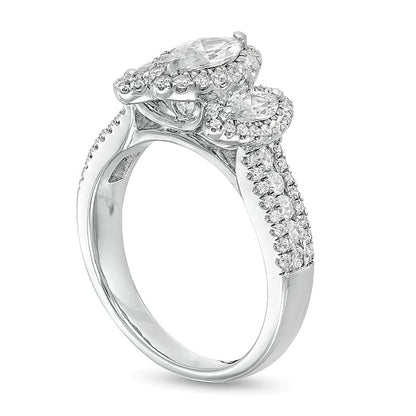 1.5 ct. Gesamtgewicht Marquise-Diamant Verlobungsring in 14K Weißgold (I/SI2)