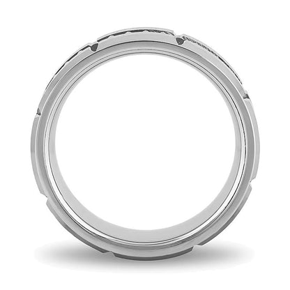 8,0 mm gerippter Streifen-Ring aus silberfarbenem, ionenbeschichtetem Wolfram für Damen