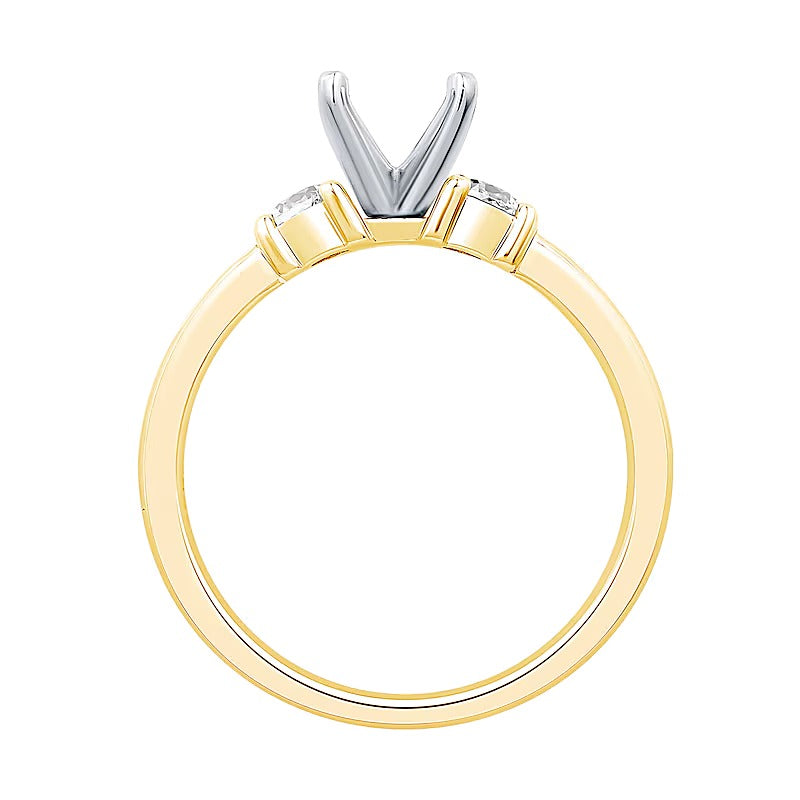 0.25 ct. Gesamtgewicht Diamant Dreistein Solitär Fassung in 14K Gelbgold