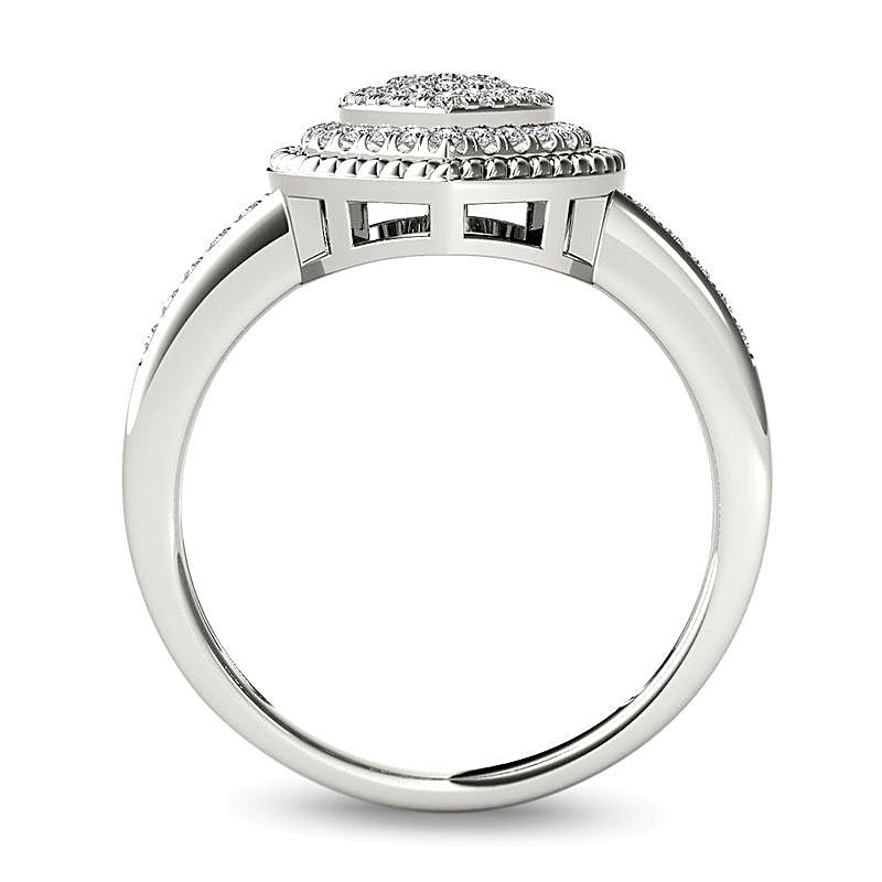 0.25 ct. Gesamtgewicht Multi-Diamant Ring mit herzförmigem Kordelrahmen in 10K Weißgold
