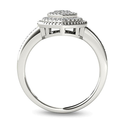 0.25 ct. Gesamtgewicht Multi-Diamant Ring mit herzförmigem Kordelrahmen in 10K Weißgold