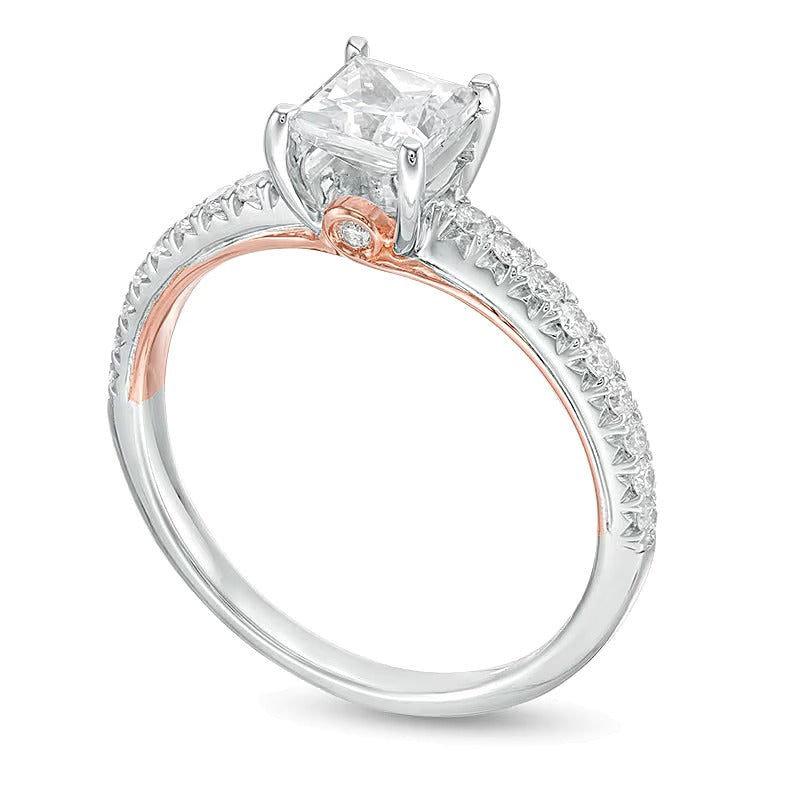 1.0 CT. Gesamtgewicht Diamant-Verlobungsring im Princess-Schliff in 14K Gold Bicolor