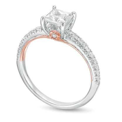 1.0 CT. Gesamtgewicht Diamant-Verlobungsring im Princess-Schliff in 14K Gold Bicolor