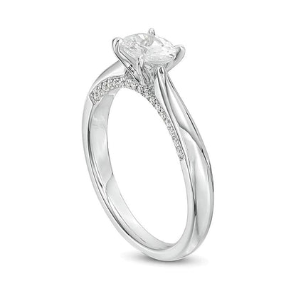 0.88 ct. Gesamtgewicht Verlobungsring Solitär mit ovalem Diamant in 14K Weißgold