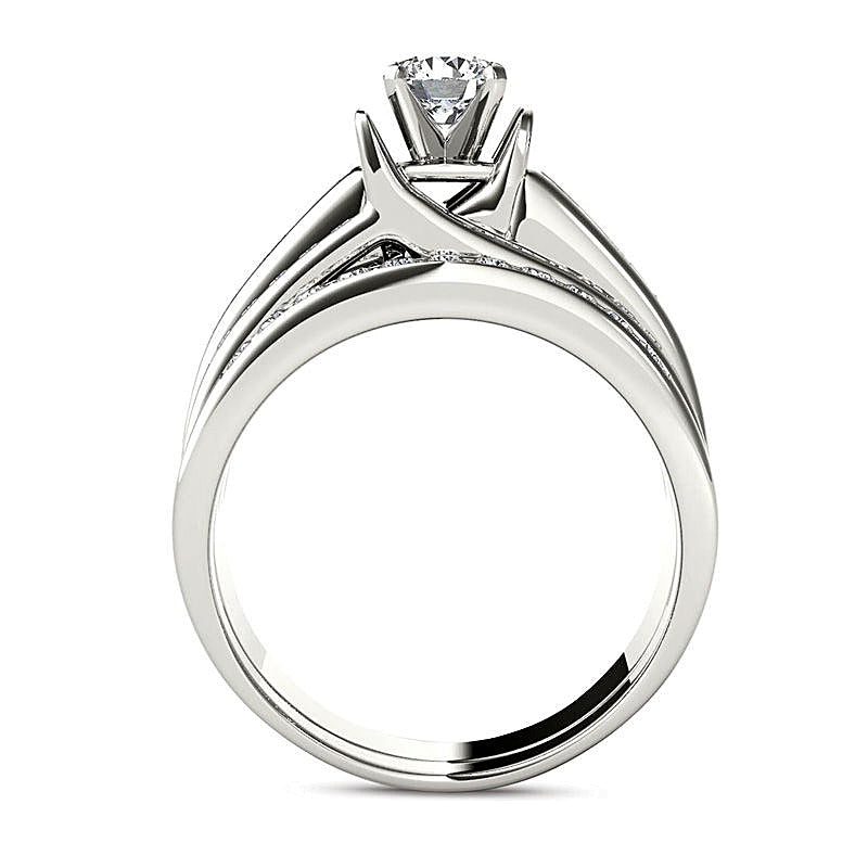 Braut-Set mit Diamanten 1.25 ct. Gesamtgewicht, mehrreihig, in 14K Weißgold