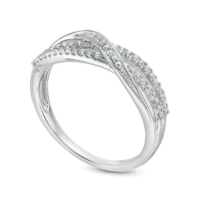 0.17 ct. Gesamtgewicht Diamant Memoire-Ring mit überkreuztem Layered-Design in 10K Weißgold
