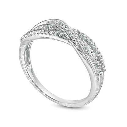 0.17 ct. Gesamtgewicht Diamant Memoire-Ring mit überkreuztem Layered-Design in 10K Weißgold