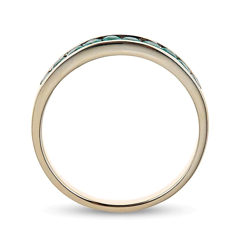 Kanalgefasster Ring mit Smaragden in 14K Gelbgold