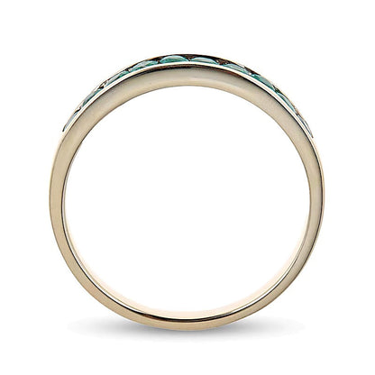 Kanalgefasster Ring mit Smaragden in 14K Gelbgold