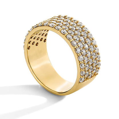 1.5 CT. Gesamtgewicht mehrreihiger Ring mit Labordiamanten in 14K Gelbgold (F/VS2)