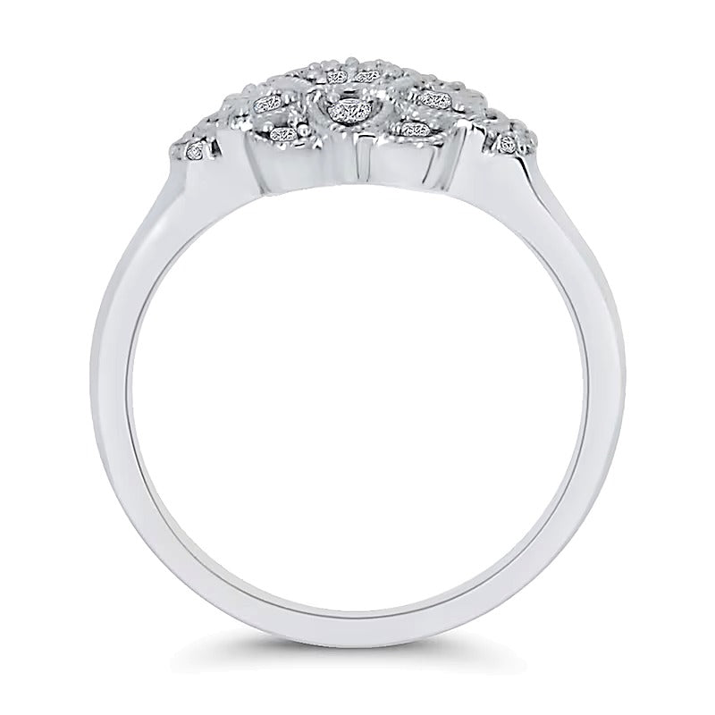 0.2 CT. Gesamtgewicht Multi-Diamant Ring im Vintage-Stil mit Blütenrahmen in 10K Weißgold
