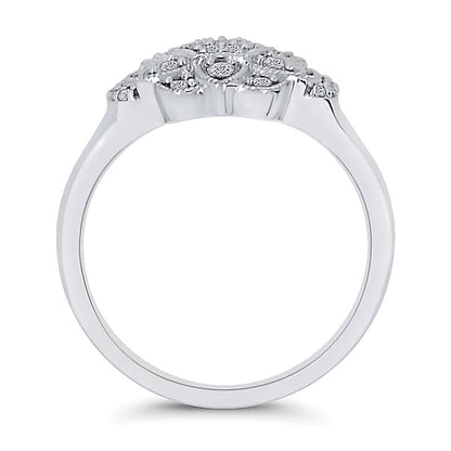 0.2 CT. Gesamtgewicht Multi-Diamant Ring im Vintage-Stil mit Blütenrahmen in 10K Weißgold