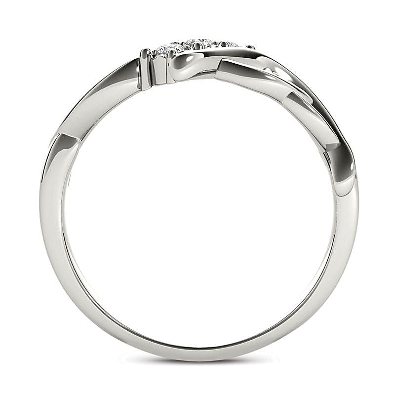 0.1 ct. Gesamtgewicht Diamant Dreistein Bypass-Ring mit Herzen in 14K Weißgold