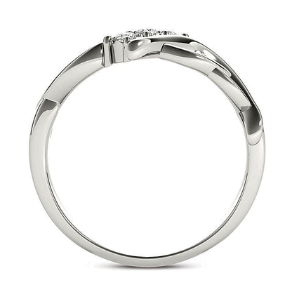 0.1 ct. Gesamtgewicht Diamant Dreistein Bypass-Ring mit Herzen in 14K Weißgold
