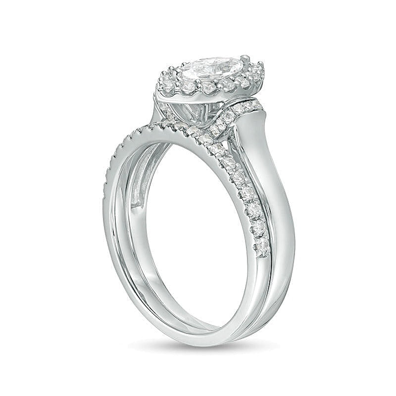 1,0 ct. Gesamtgewicht Marquise-Diamant Brautset in 14K Weißgold