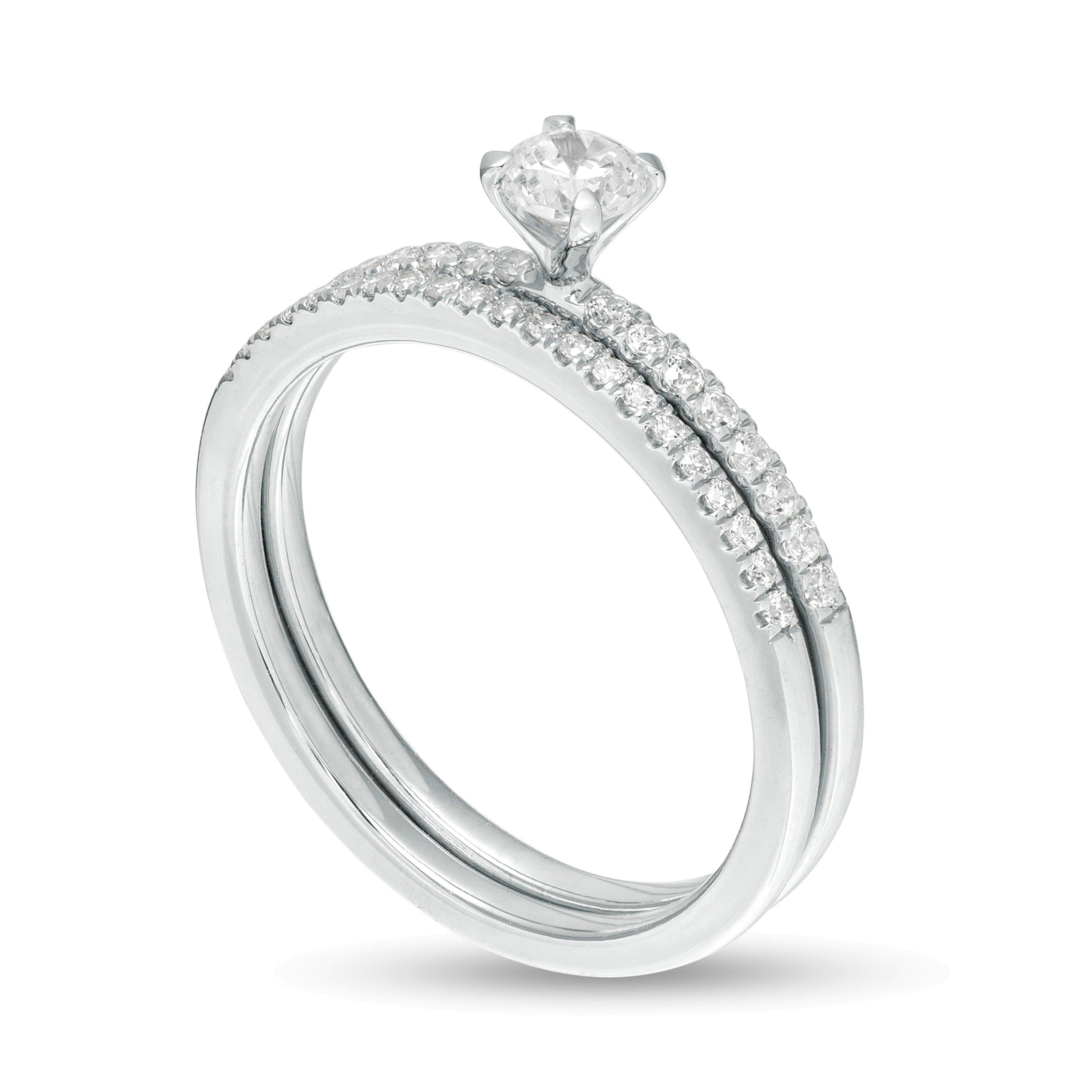 Brautset mit Diamanten 0,5 ct. Gesamtgewicht in 10K Weißgold