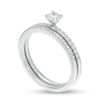 Brautset mit Diamanten 0,5 ct. Gesamtgewicht in 10K Weißgold