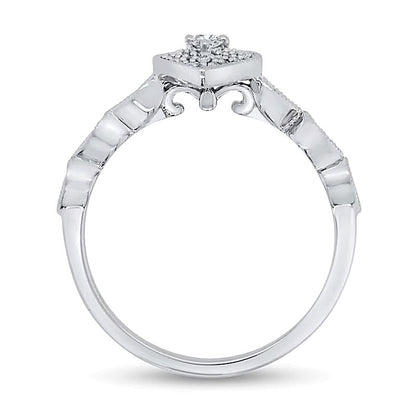 0.2 ct. Gesamtgewicht Multi-Diamant-Ring im Art-Déco-Vintage-Stil mit Tropfen-Silhouette in 10K Weißgold