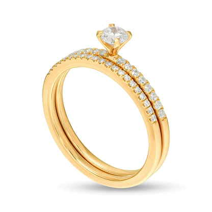 0.5 CT. Gesamtgewicht Diamant-Brautset in 10K Gelbgold