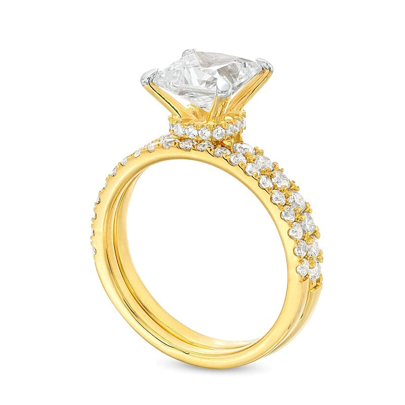 2,88 ct. Gesamtgewicht Braut-Set mit Labordiamanten im Princess-Schliff in 14K Gelbgold (I/SI2)