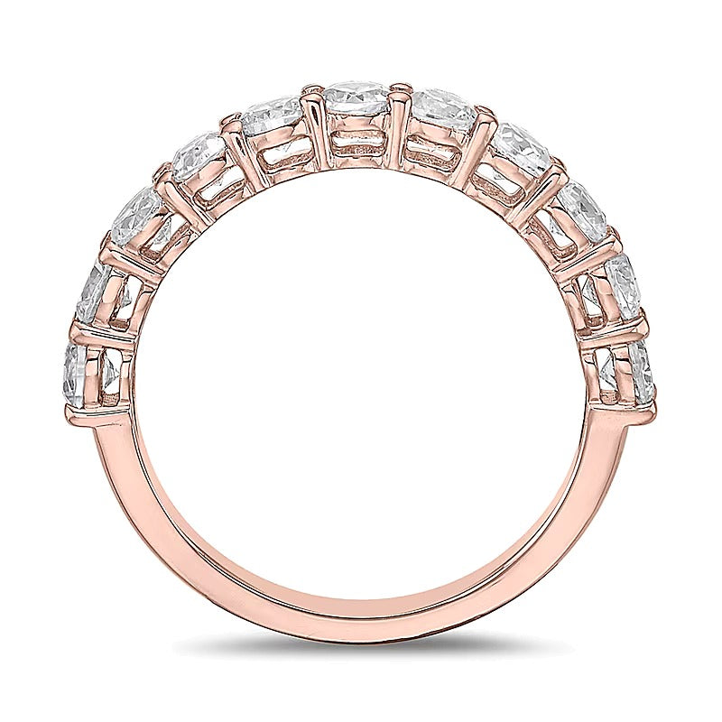 Ring mit 1,25 ct. Gesamtgewicht weißen Diamanten im Rundschliff in 10K Roségold (I/I2)
