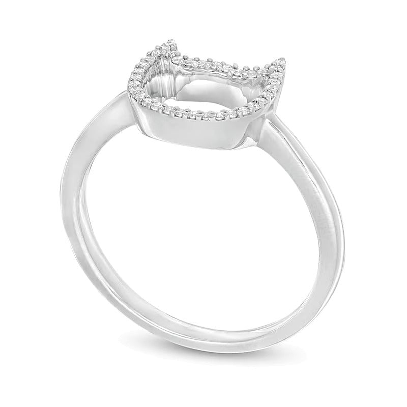 0.1 ct. Gesamtgewicht Diamant Katzen-Umriss Fashion Ring in 10K Weißgold