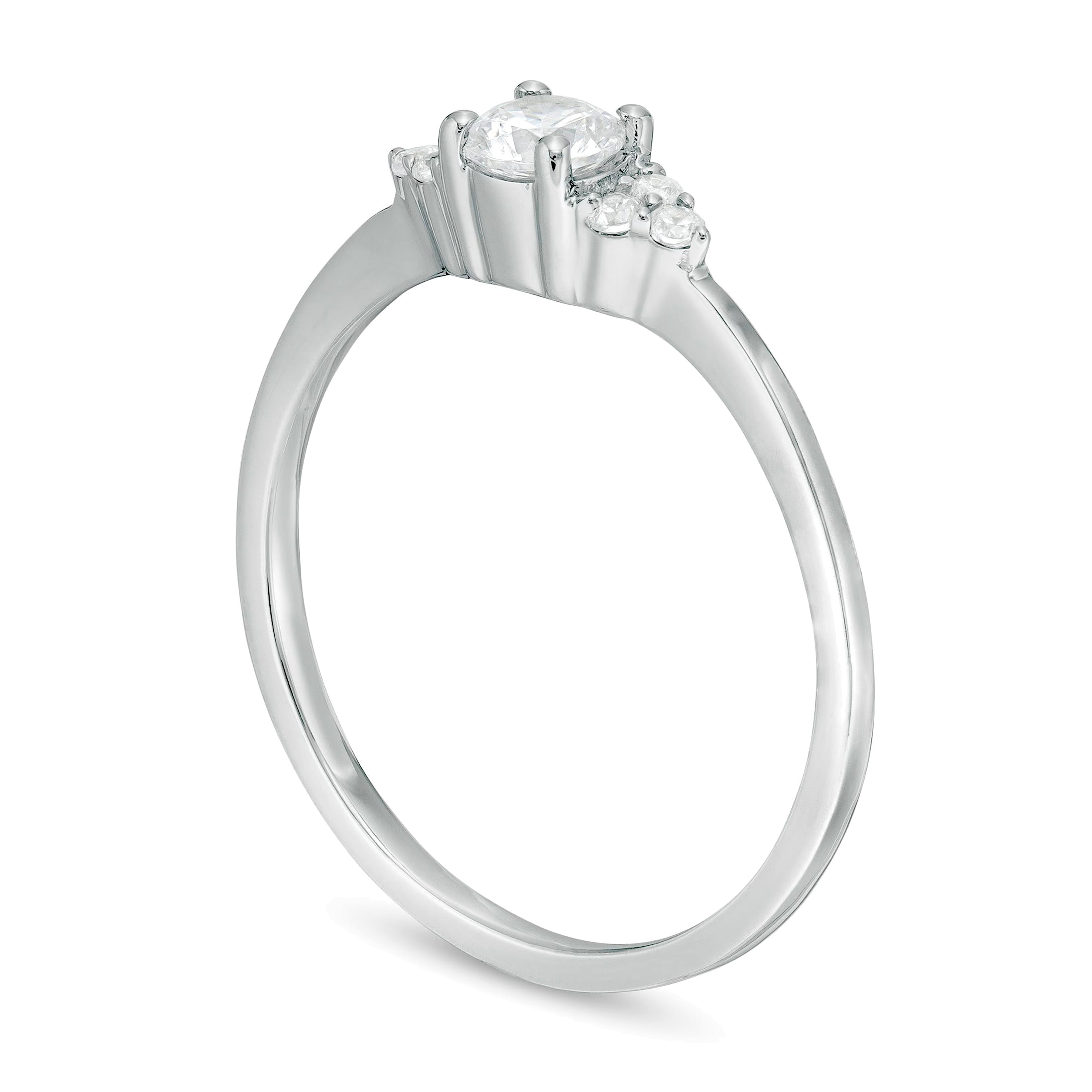 0,33 ct. Gesamtgewicht Diamant Solitär mit seitlichem Besatz Verlobungsring in 10K Weißgold