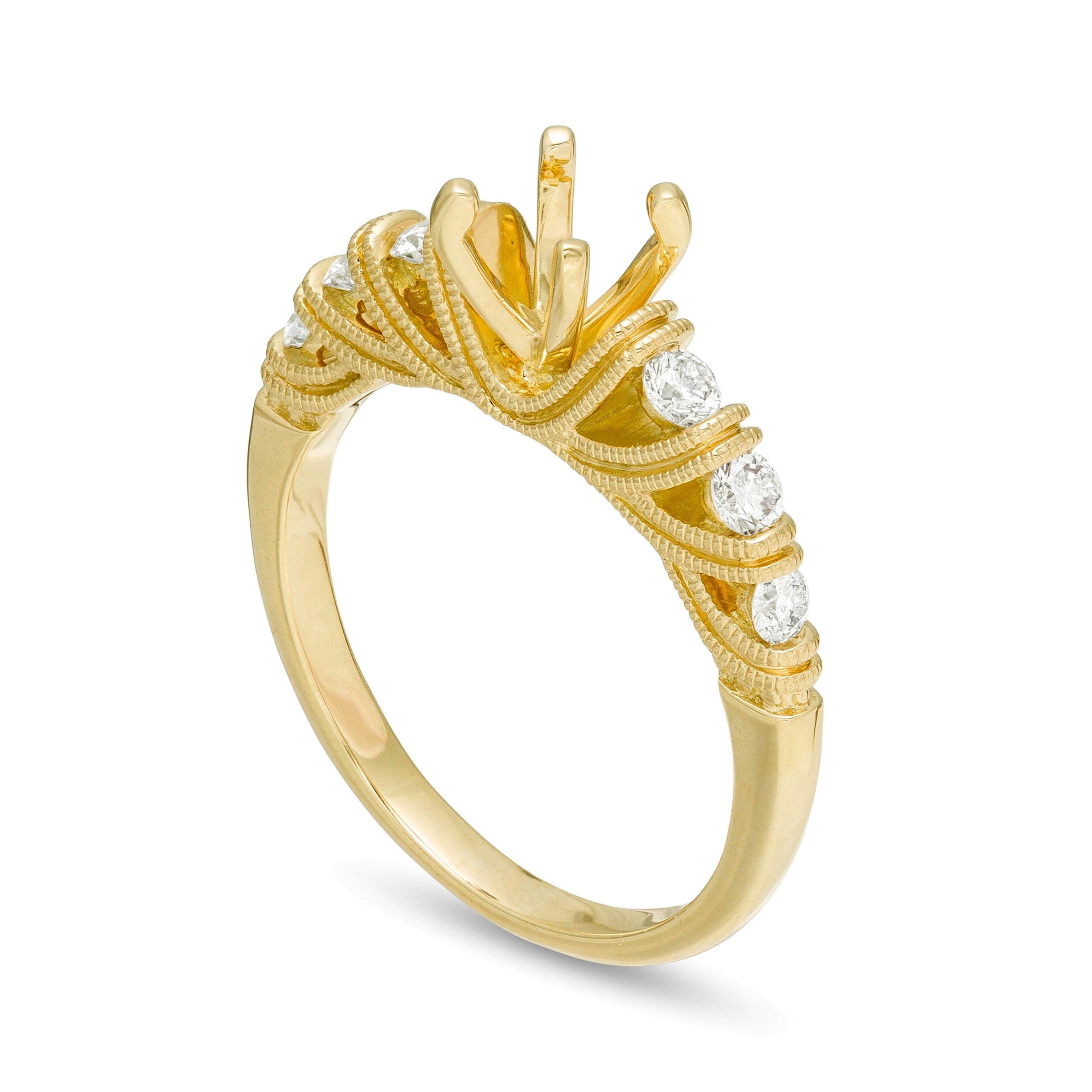 0.33 ct. Gesamtgewicht Diamant Semi-Mount im Vintage-Stil in 14K Gelbgold