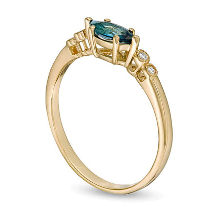 Fashion-Ring mit Marquise-Topas in Blau und Diamant in 14K Gelbgold