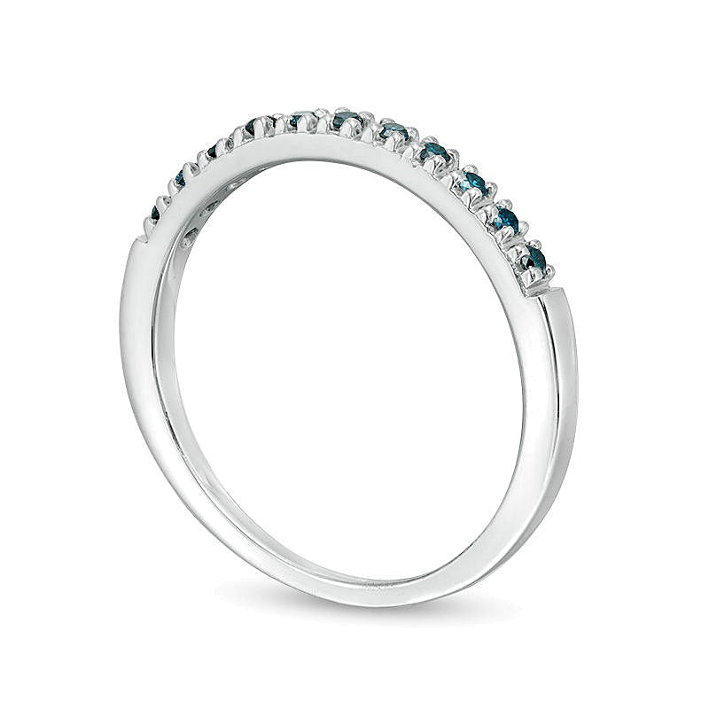 Memoire-Ring mit blauen Diamanten 0.1 ct. Gesamtgewicht in 14K Weißgold