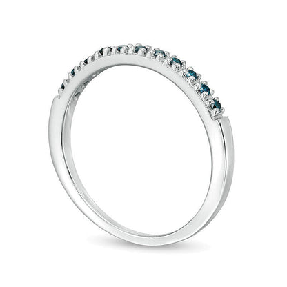 Memoire-Ring mit blauen Diamanten 0.1 ct. Gesamtgewicht in 14K Weißgold