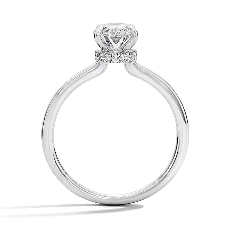 2.0 CT. TW Braut-Set mit ovalem Labordiamant und verstecktem Rahmen in 14K Weißgold (F/VS2)