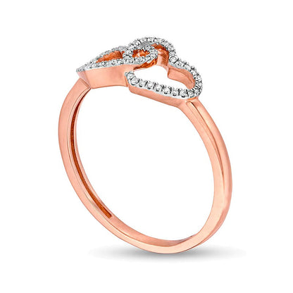 Diamant-Ring Doppelherz 0,1 ct. Gesamtgewicht in 10K Roségold