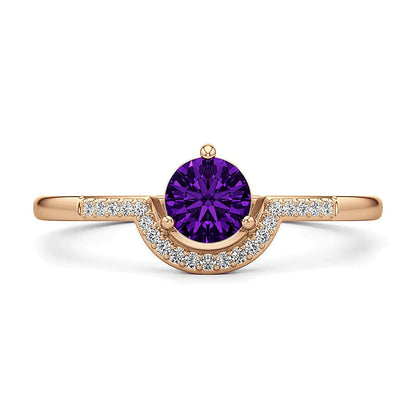 5,0 mm Amethyst und 0,05 ct. Gesamtgewicht Diamant Contour-Ring in 10K Roségold