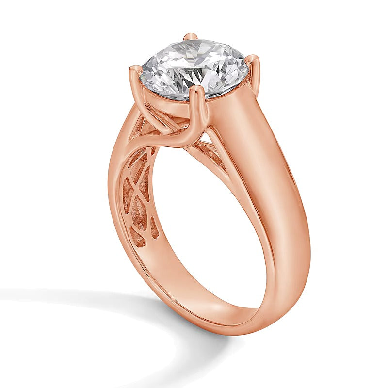 3.0 CT. Labordiamant Solitär Verlobungsring mit breiter Schiene in 14K Roségold (F/VS2)