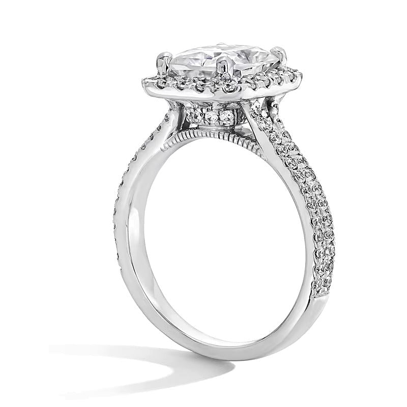 2.63 CT. Gesamtgewicht Halo-Ring mit Labordiamanten im Radiant-Schliff in 14K Weißgold (F/SI2)