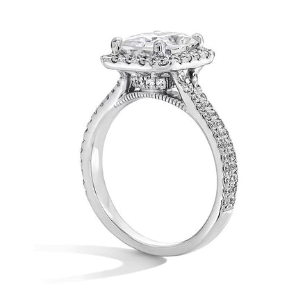 2.63 CT. Gesamtgewicht Halo-Ring mit Labordiamanten im Radiant-Schliff in 14K Weißgold (F/SI2)
