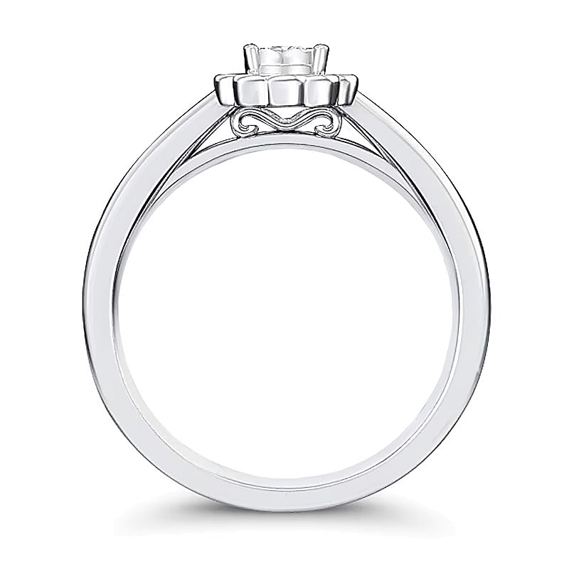 0,2 ct. Gesamtgewicht Diamant Blumen-Ring in 10K Weißgold