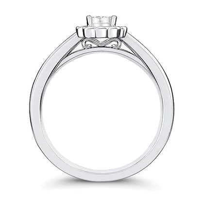 0,2 ct. Gesamtgewicht Diamant Blumen-Ring in 10K Weißgold
